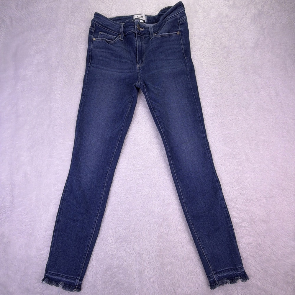 PAIGE Jeans Womens‎ 27 Blue Verdugo Ankle Crop Skinny Raw-Hem Dark Wash